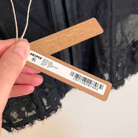 NWT SKIMS Lace Lined Demi Corset Bra Onyx/Black - Picture 6 of 8